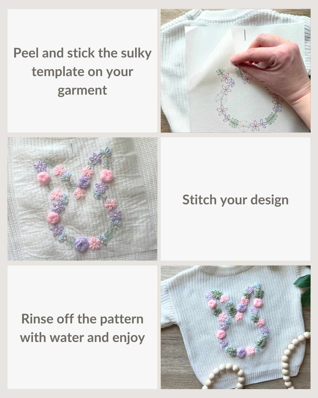 Floral Bunny Embroidery Pattern (Digital Download)