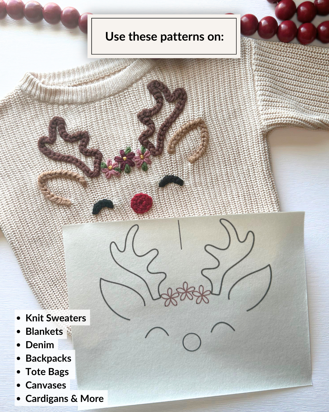 Reindeer Face Embroidery DIY Kit