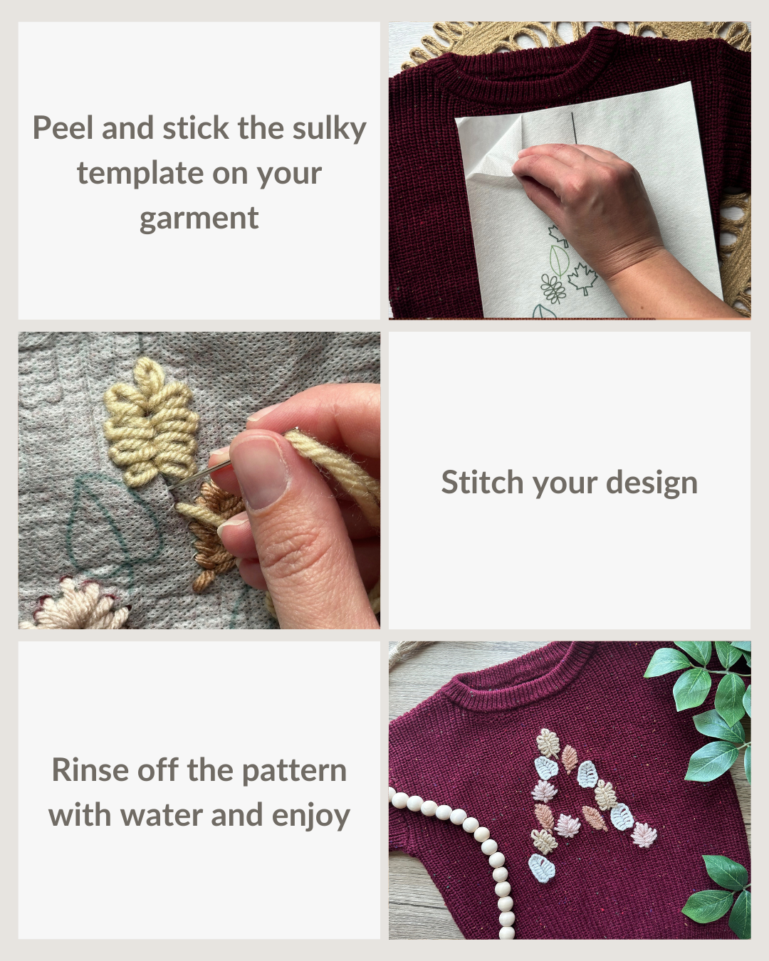 Leaf Letter Embroidery DIY Kit (A-Z) & (0-9)