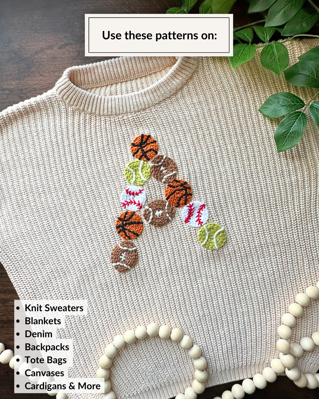 Sports Ball Letter Embroidery DIY Kit (A-Z) & (0-9)