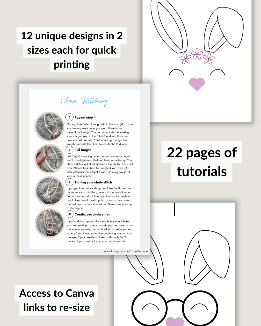 Easter Bunny Face Embroidery Pattern (Digital Download)
