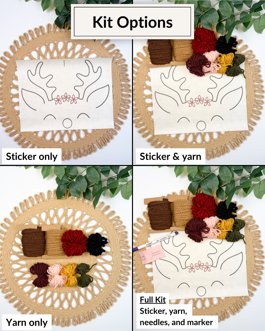 Reindeer Face Embroidery DIY Kit