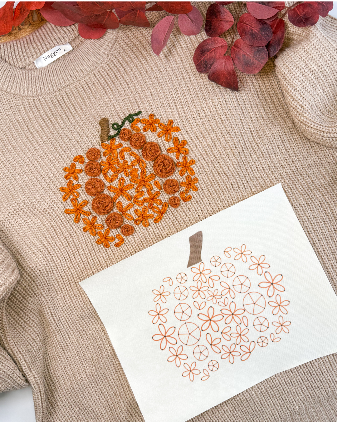 Fall Pumpkin Embroidery DIY Kit