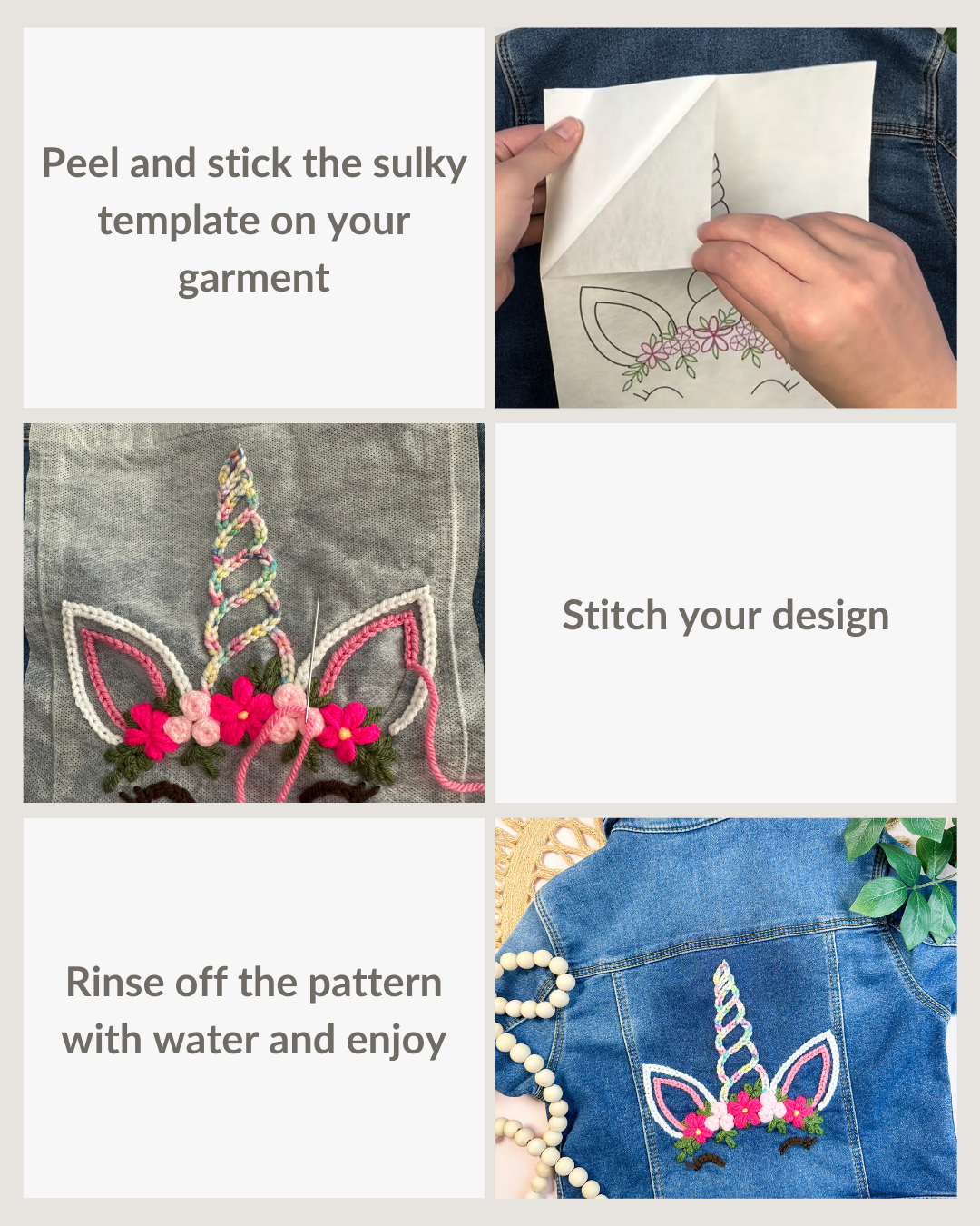 Unicorn Face Embroidery DIY Kit