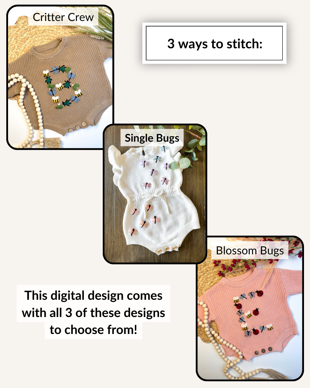 Bug Letter Embroidery Patterns (Digital Download)
