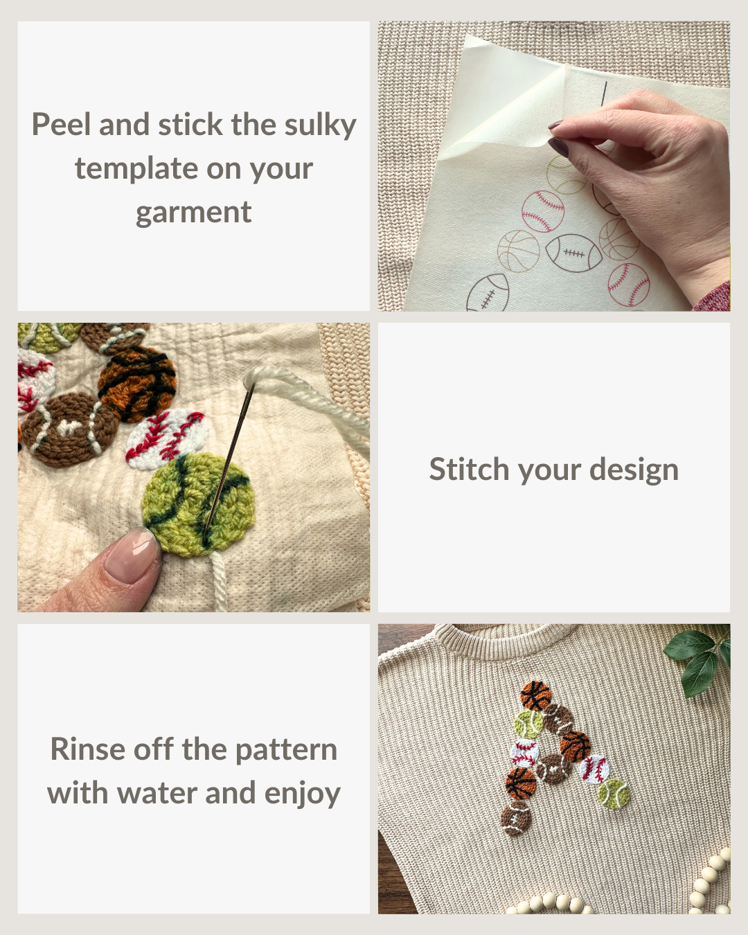 Sports Ball Letter Embroidery DIY Kit (A-Z) & (0-9)