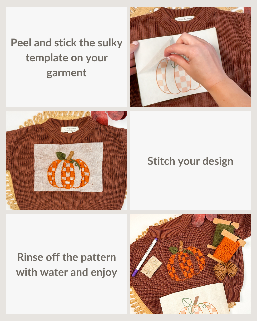 Fall Pumpkin Embroidery DIY Kit