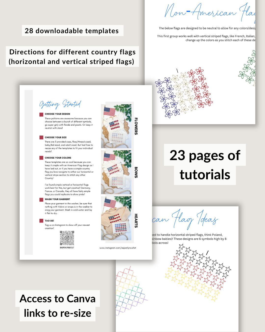 Flag Embroidery Patterns (Digital Download) - & Non-American Flags!