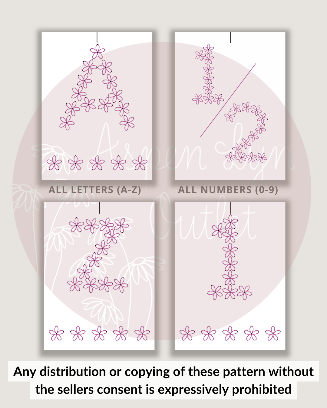 Floral Letter Embroidery Patterns (Digital Download)