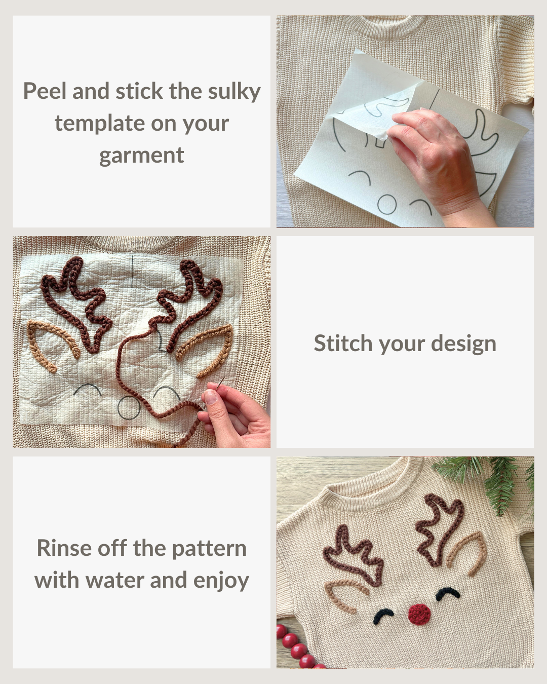Reindeer Face Embroidery DIY Kit