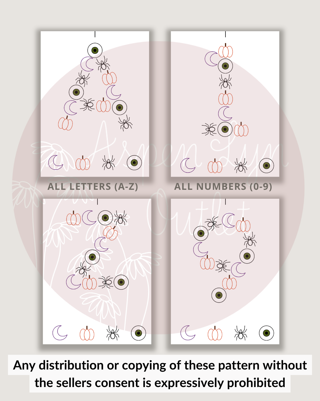Spooky Halloween Letter Embroidery DIY Kit (A-Z) & (0-9)