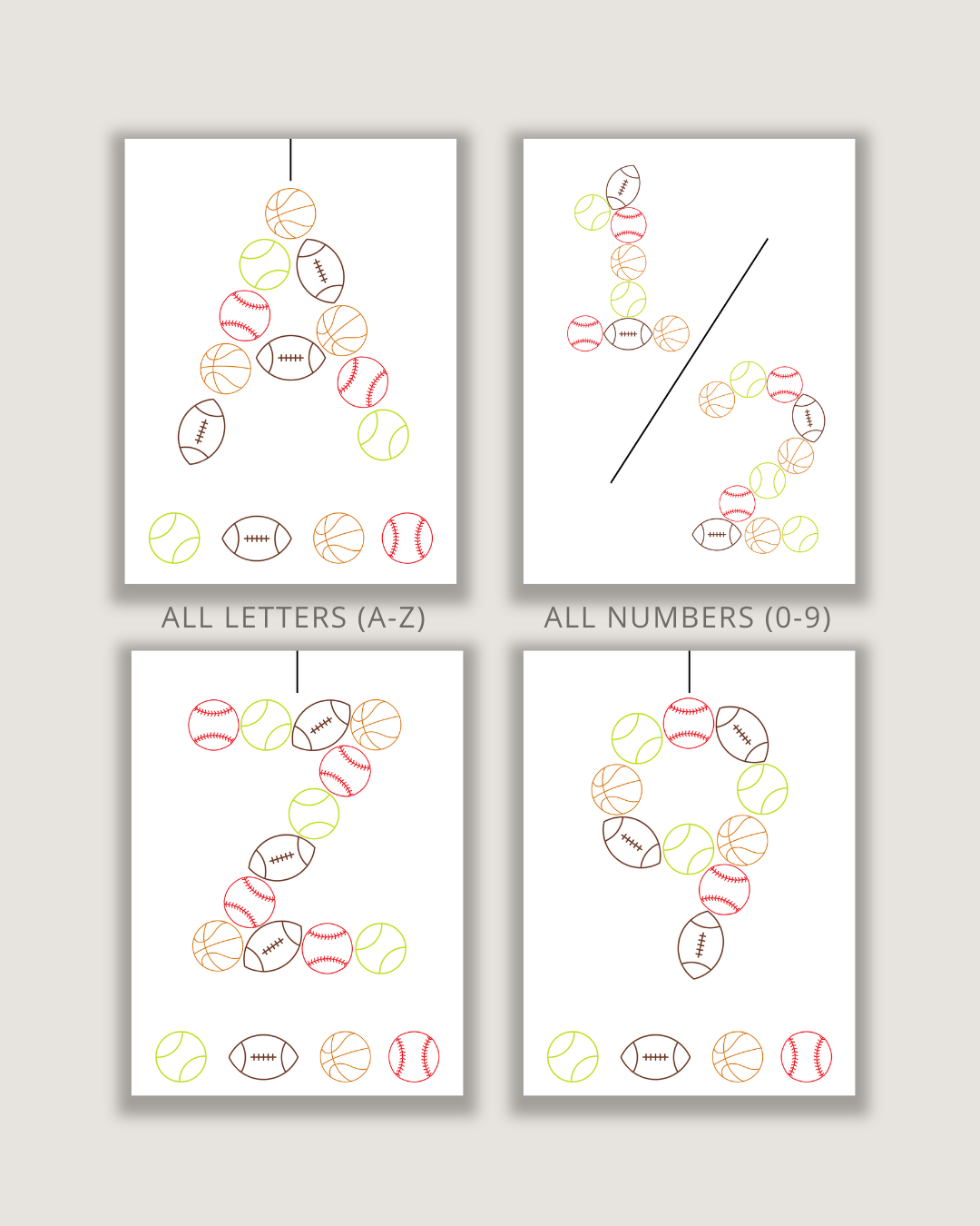 Sport Balls Letter Embroidery Patterns (Digital Download)