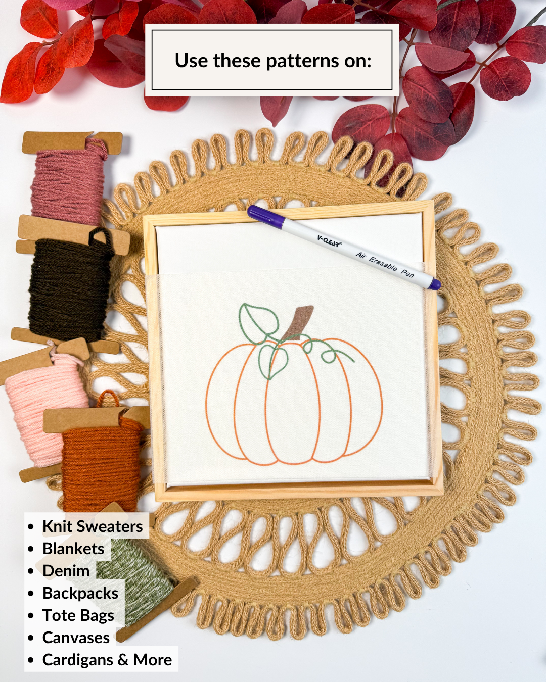 Fall Pumpkin Embroidery DIY Kit
