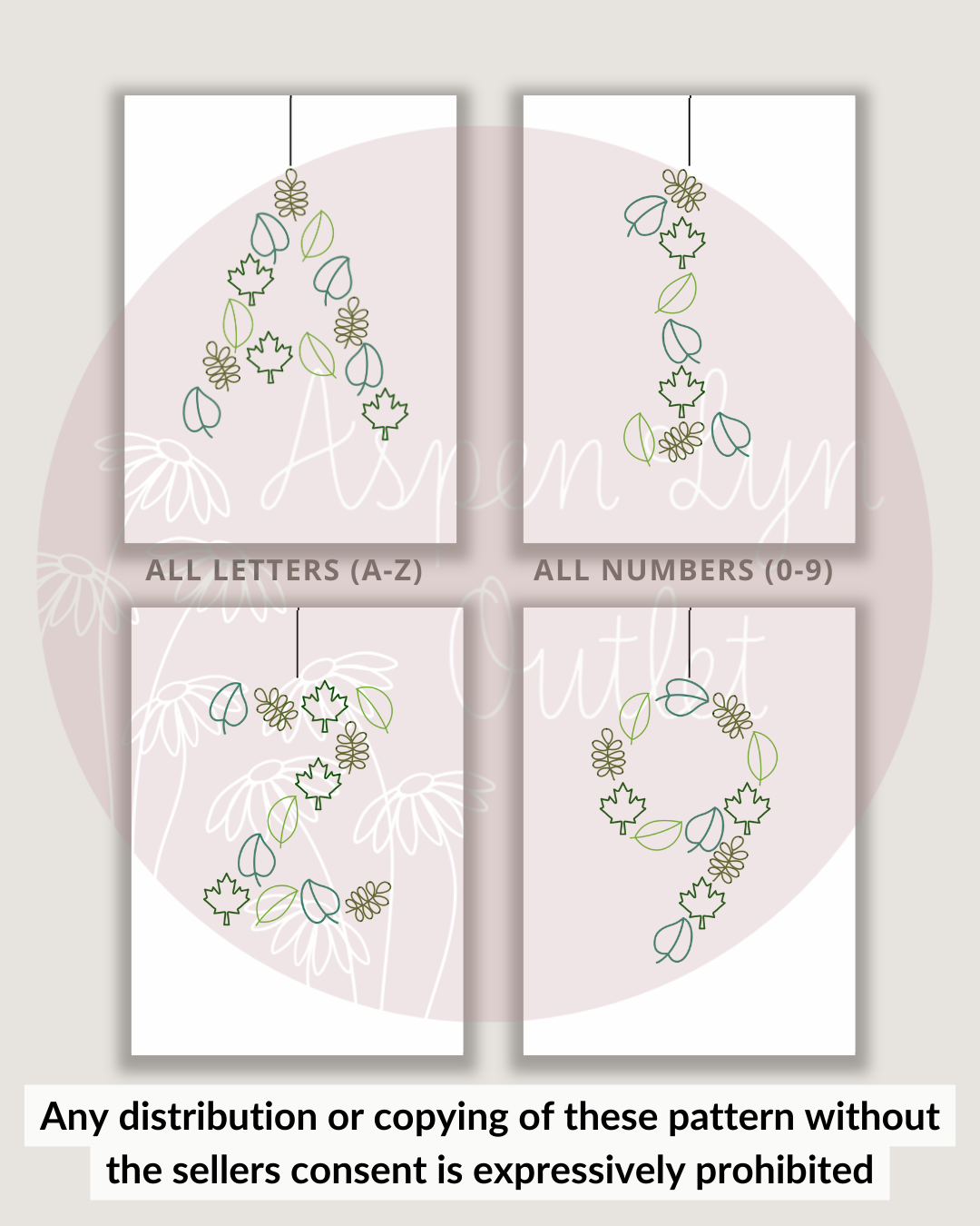 Leaf Letter Embroidery DIY Kit (A-Z) & (0-9)