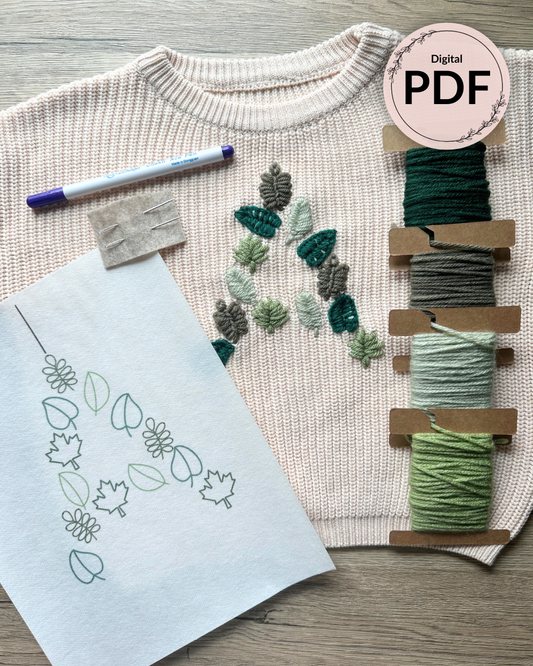 Leaf Letter Embroidery Patterns (Digital Download)