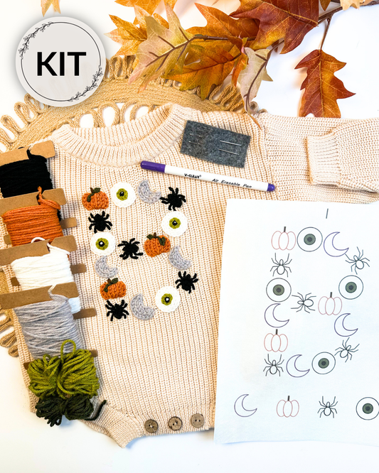 Spooky Halloween Letter Embroidery DIY Kit (A-Z) & (0-9)