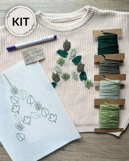 Leaf Letter Embroidery DIY Kit (A-Z) & (0-9)