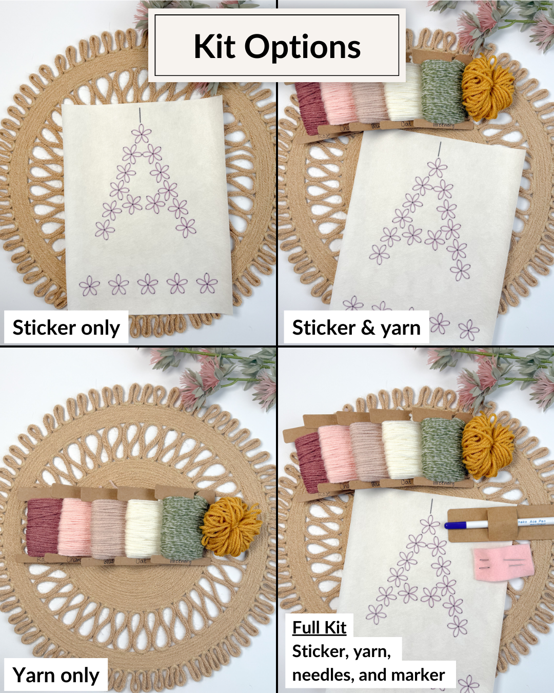 Floral Letter Embroidery DIY Kit (A-Z) & (0-9)