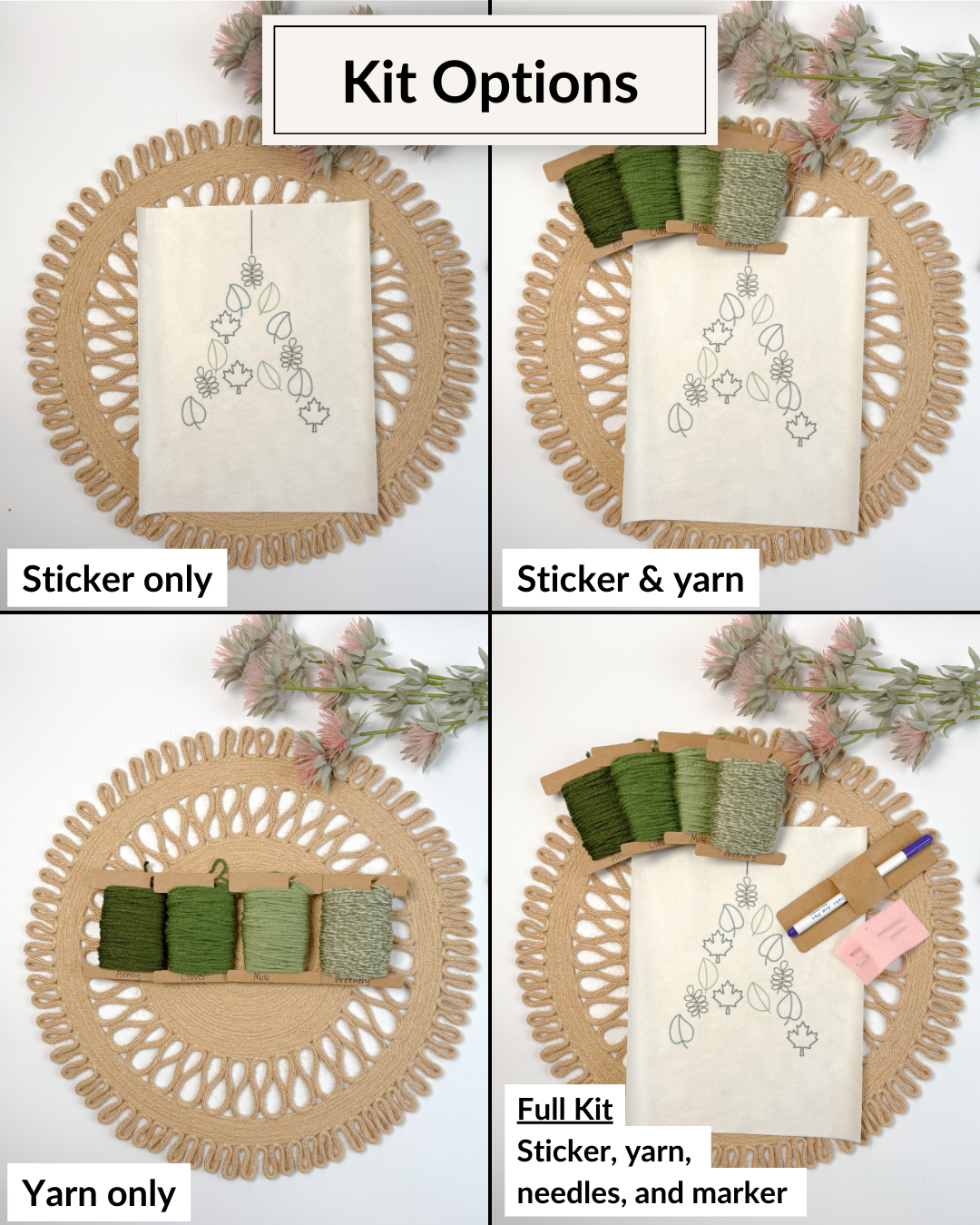 Leaf Letter Embroidery DIY Kit (A-Z) & (0-9)
