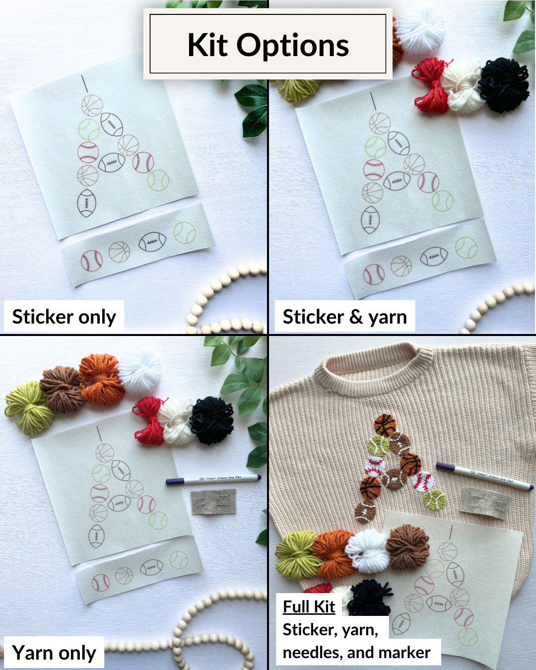 Sports Ball Letter Embroidery DIY Kit (A-Z) & (0-9)